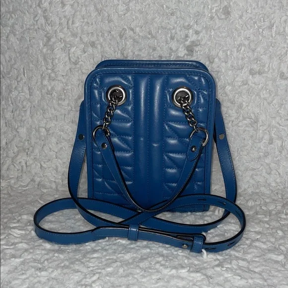 Gucci GG Aria Marmont Matelasse Quilted 2-Way Crossbody Shoulder Bag Blue 696123 - Picture 6 of 16